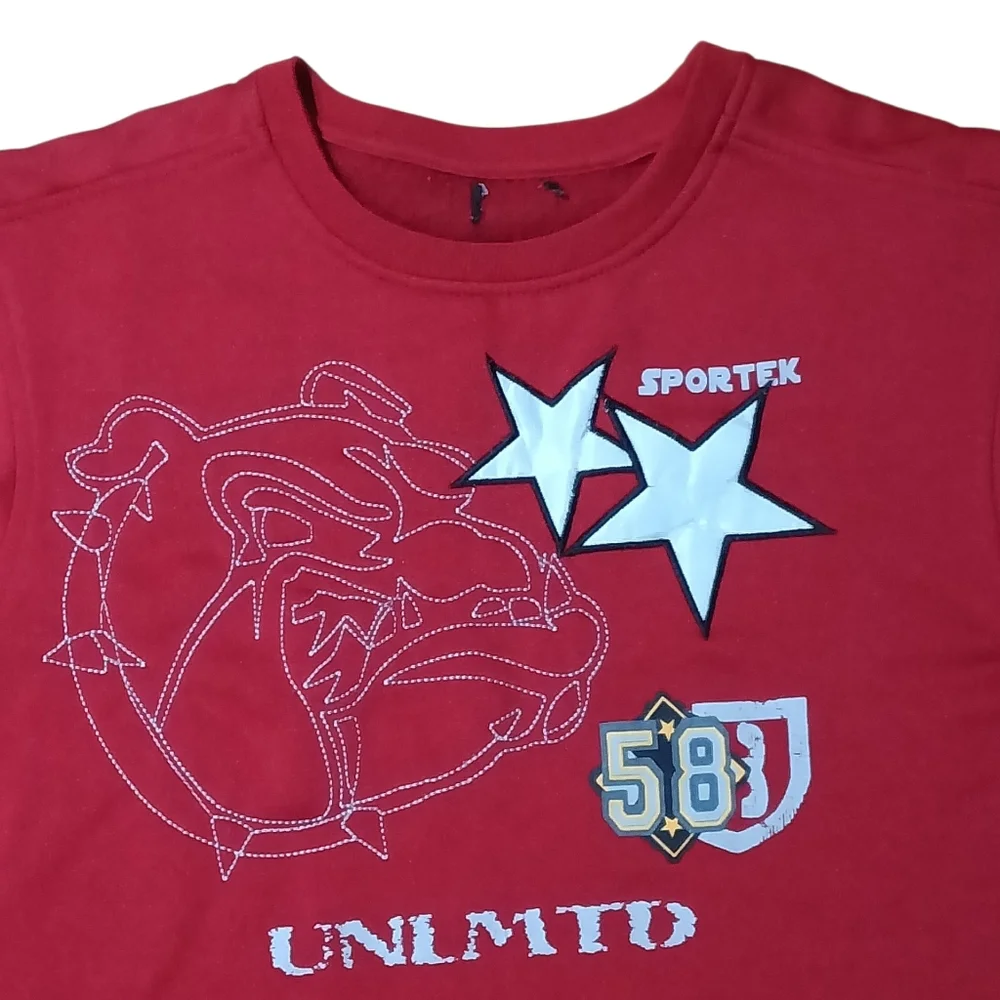 Sportek UNLMTD Y2K  Red Long Sleeve Graphic Crewneck Tee - Picture 2 of 4